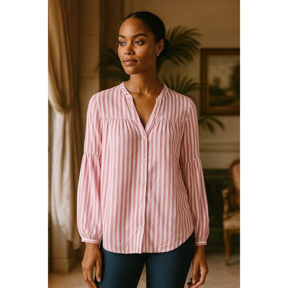 OLD NAVY Vertical Striped Slub-Weave Casual Popover Shirt Tunic for Women Sz M - Picture 9 of 16